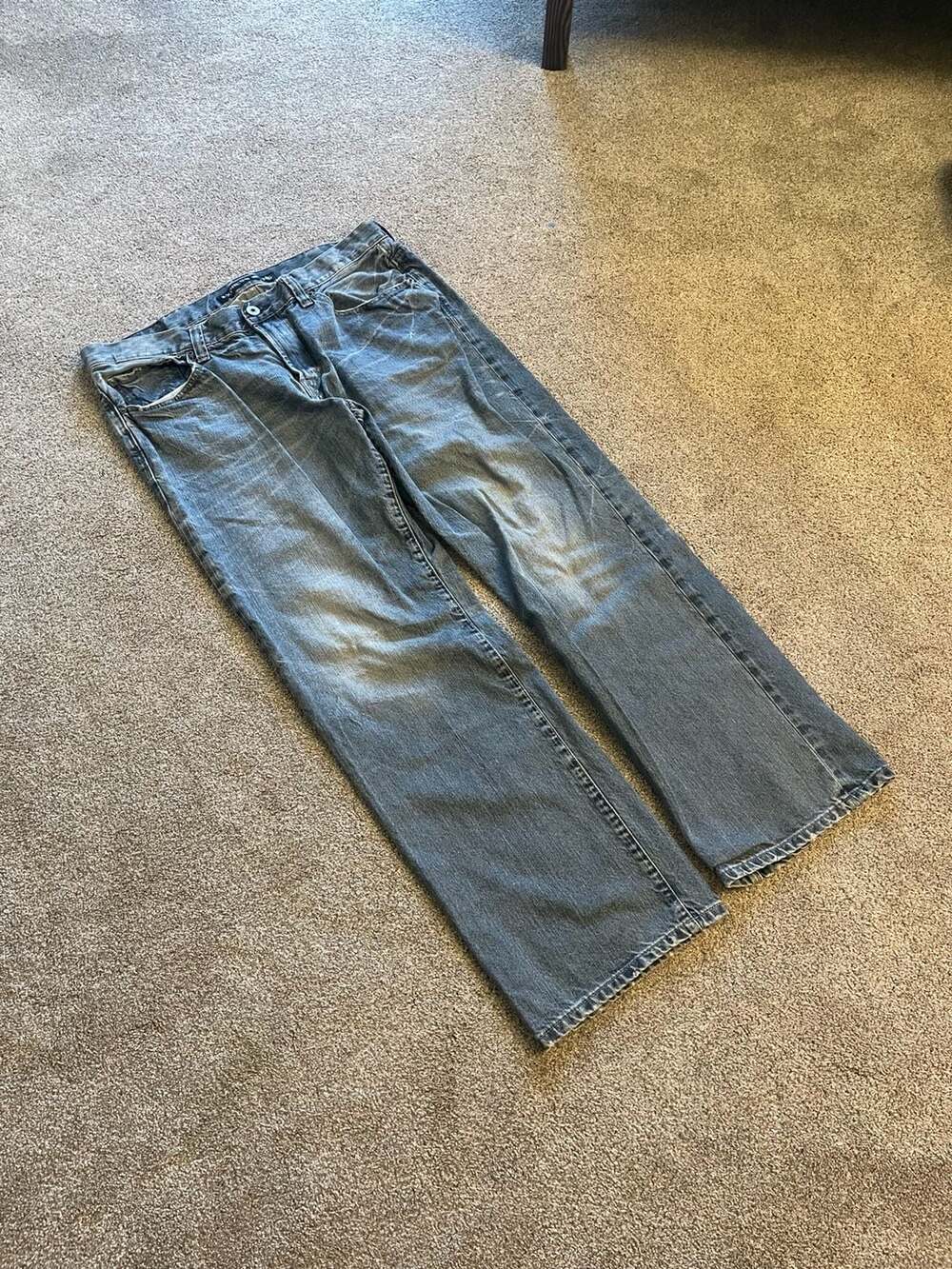 Express Jeans 38x34 Medium Wash Distressed Bootcut Leg Denim Jeans for Men